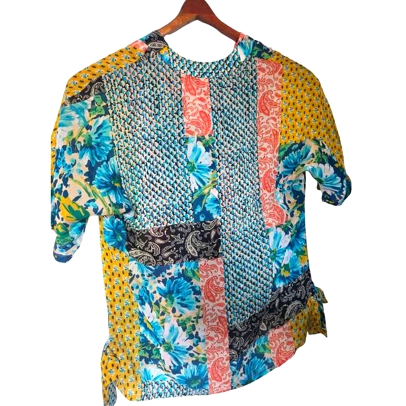 NEW Johnny Was Boho Paisley Ravenne Top In Multi Color Short Sleeve V Neck Small - Picture 5 of 12